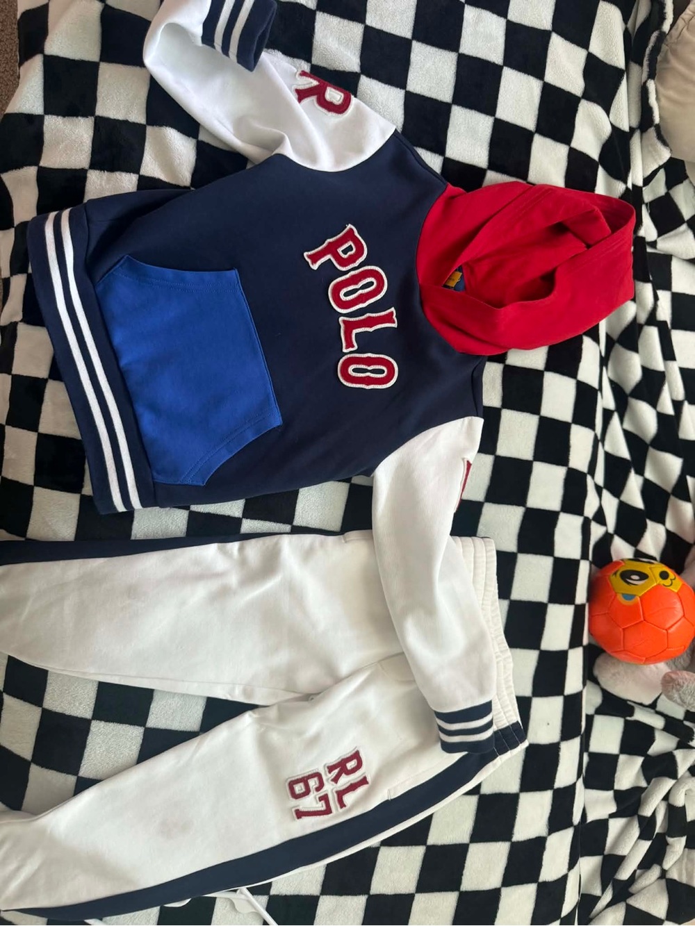 Polo by Ralph Lauren Navy, White & Red Kids Hoodie Set